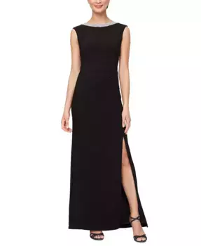 Женское платье с декорированным вырезом и разрезом сбоку Alex Evenings, черный