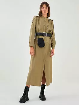 Женское платье с длинным рукавом и воротником-стойкой с поясом судьи LCWAIKIKI Classic