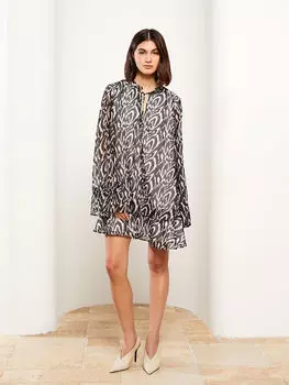 Женское платье с длинным рукавом и воротником-стойкой LCW Vision