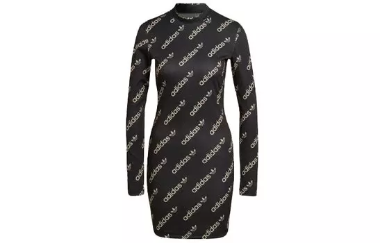 Женское платье с длинными рукавами Adidas Originals, цвет Black