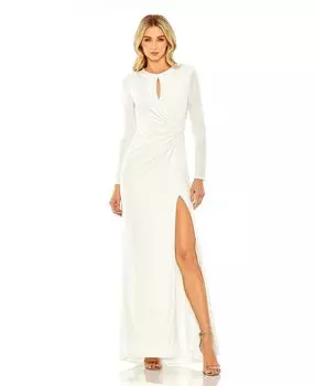 Женское платье с драпировкой и длинными рукавами Ieena MAC DUGGAL, белый