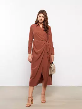 Женское платье с двубортным воротником и длинным рукавом LCWAIKIKI Classic