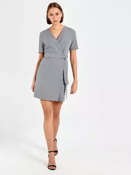 Женское платье с двубортным воротником и коротким рукавом LCW Vision