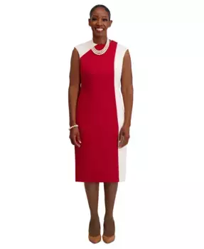 Женское платье с каплевидными рукавами и цветными блоками, обычные и плюс размеры Kasper, красный