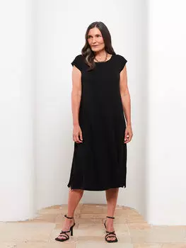 Женское платье с коротким рукавом и вышивкой с круглым вырезом LCW Grace