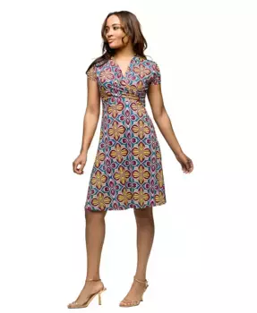 Женское платье с короткими рукавами до колена и V-образным вырезом на запах 24seven Comfort Apparel, мультиколор