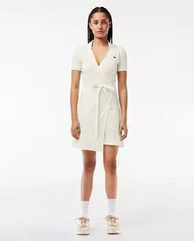 Женское платье с короткими рукавами из эластичного пике Lacoste, белый