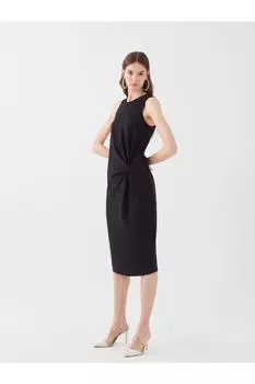 Женское платье с круглым вырезом и сборками LC Waikiki, зеленый