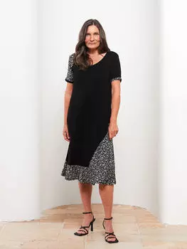 Женское платье с круглым вырезом и коротким рукавом с вырезом A LCW Grace