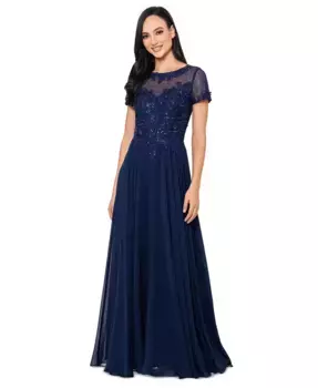 Женское платье с лодочкой и пайетками из сетки XSCAPE, синий