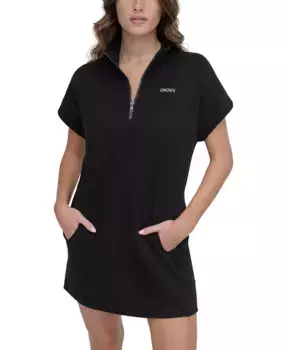 Женское платье с логотипом и шипами DKNY, черный