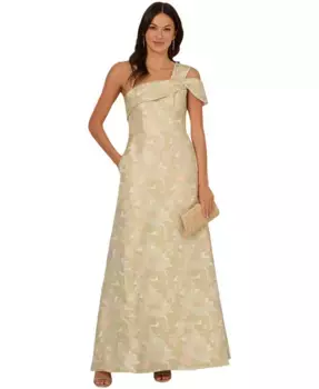 Женское платье с одним плечом в цветочном жаккарде Adrianna Papell, зеленый