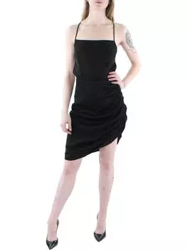 Женское платье с открытой спиной и сборками на шее Bardot, черный