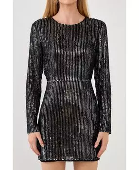 Женское платье с открытой спиной и пайетками endless rose, серебро