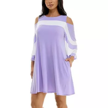 Женское платье с открытыми плечами и драпированными рукавами Nina Leonard, цвет Lavender Ivory