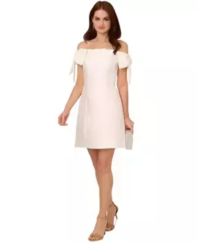 Женское платье с открытыми плечами и рукавами-бантами Adrianna Papell, слоновая кость/кремовый