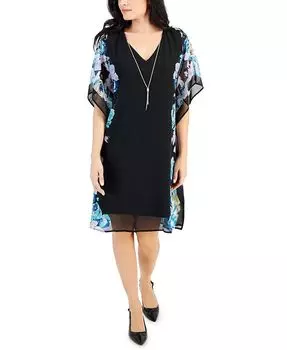 Женское платье с ожерельями и рукавами-пончо Flora Dreams JM Collection, черный