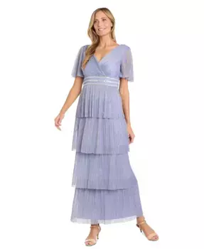 Женское платье с плиссированной юбкой и поясом, украшенным стразами R & M Richards, фиолетовый