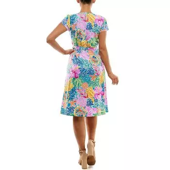 Женское платье с поясом и рукавами-крылышками Nina Leonard Nina Leonard