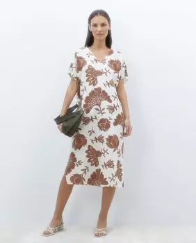 Женское платье с принтом и круглым вырезом El Corte Ingls, коричневый