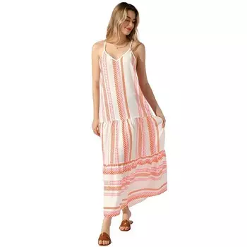 Женское платье с принтом в стиле бохо, летние струящиеся платья без рукавов с V-образным вырезом ALLEGRA K, оранжевый