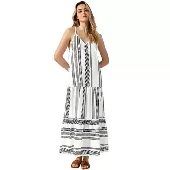 Женское платье с принтом в стиле бохо, летние струящиеся платья без рукавов с V-образным вырезом ALLEGRA K, черный