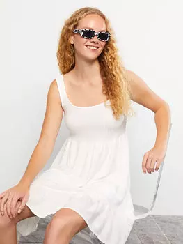 Женское платье с прямым ремешком и U-образным вырезом LCW Casual