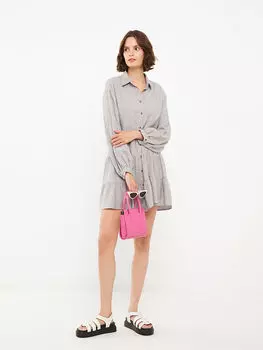 Женское платье с прямым воротником и длинными рукавами LCW Casual