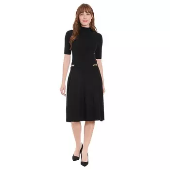 Женское платье с пряжкой по бокам и воротником-стойкой London Times, черный