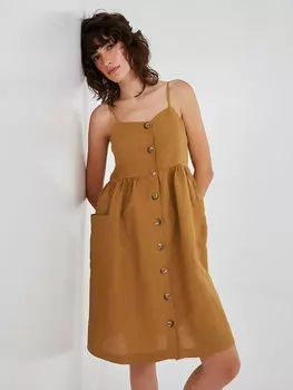 Женское платье с пуговицами спереди и карманом на ремешке Xside