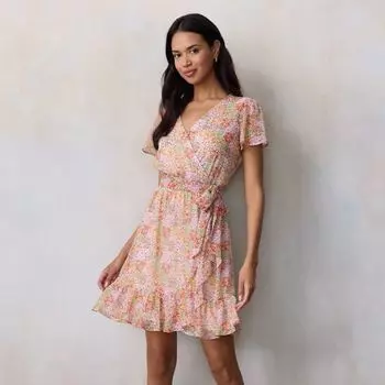 Женское платье с расклешенными рукавами и запахом Lc Lauren Conrad, мультиколор