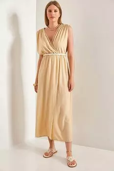 Женское платье с ремешками на талии, завязанное соломенной веревкой SHADE