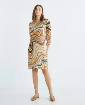 Женское платье с рукавами 3/4 с принтом Zermatt, коричневый