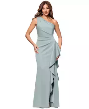 Женское платье с рюшами и одним плечом из неопрена XSCAPE, зеленый