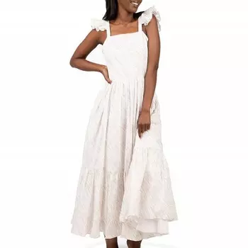 Женское платье с рюшами и рукавами светлого принта «зебра» Worthy Threads, цвет Tan