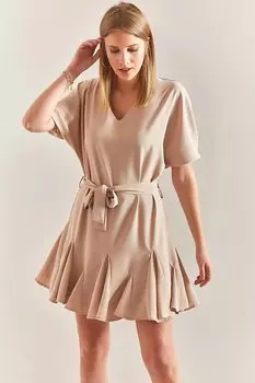 Женское платье с рюшами и юбкой с поясом SHADE