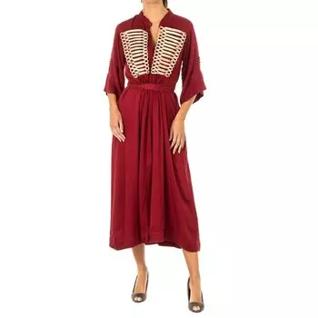 Женское платье с широкими рукавами 3/4 и воротником-стойкой lwdg30 La Martina, бургундия