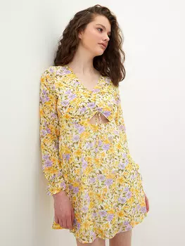 Женское платье с V-образным вырезом и длинными рукавами Busem