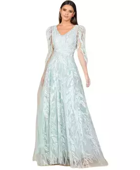 Женское платье с V-образным вырезом и длинными рукавами-накидкой Lara, синий