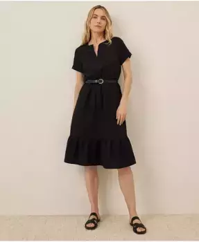 Женское платье с V-образным вырезом из смеси органического хлопка и льна Canopy Pact, черный