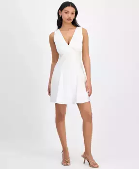 Женское платье с V-образным вырезом, без рукавов, силуэт А-силуэт Bar III, белый