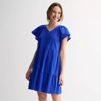Женское платье с v-образным вырезом и ярусами Sonoma Goods For Life, цвет cobaltampanula