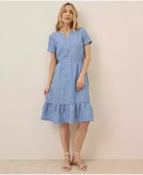 Женское платье с V-образным вырезом из смеси органического хлопка и льна Canopy Pact, синий