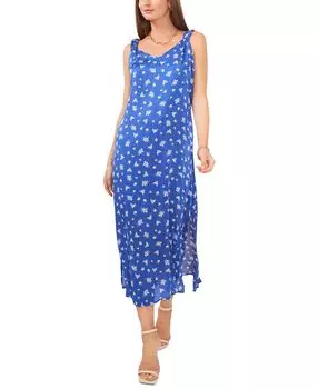 Женское платье с v-образным вырезом и рюшами на бретельках с принтом Vince Camuto, мульти