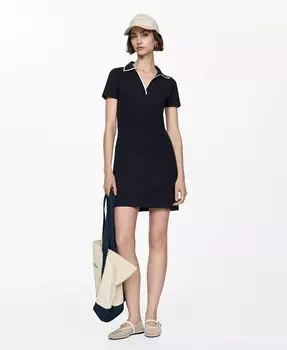 Женское платье с воротником-поло MANGO, синий