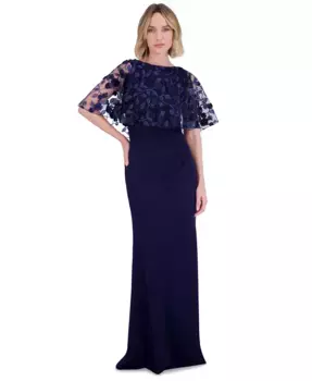 Женское платье с вышивкой и накидкой из ткани scuba Eliza J, синий