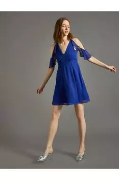 Женское платье с вышивкой Вечернее платье Koton, синий