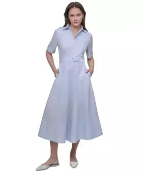 Женское платье с заниженной талией, отложным воротником и застежкой на пуговицы DKNY Jeans, синий