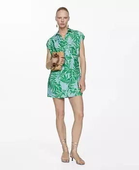 Женское платье с запахом и принтом MANGO, синий