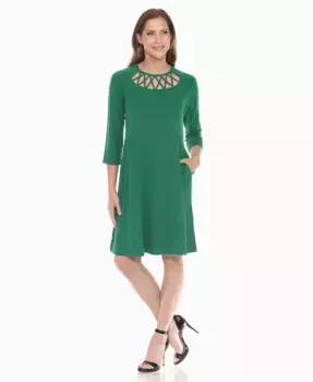 Женское платье силуэта А-силуэта с перекрещивающимся вырезом White Mark, зеленый